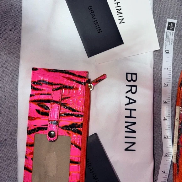 Brahmin Neon Pink & Orange Croc-Embossed Crossbody Bag - Picture 3 of 10